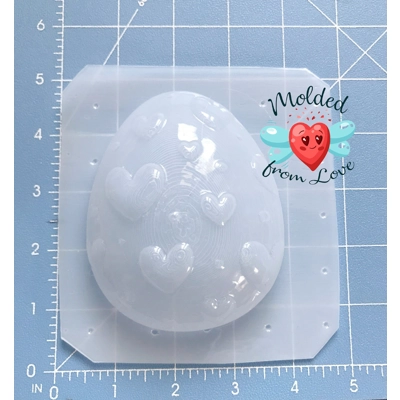 Decorative Easter Egg with HEARTS Soap Or Bath Bomb Handmade Plastic Resin Mold Decorative Easter Egg with HEARTS Soap Or Bath Bomb Handmade Plastic Resin Mold