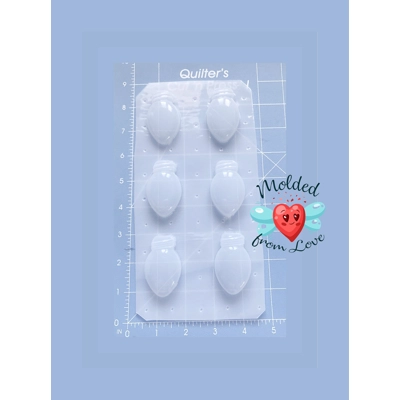 Set of 6 Chubby 2" Christmas Light Bulbs Handmade Plastic Resin Mold