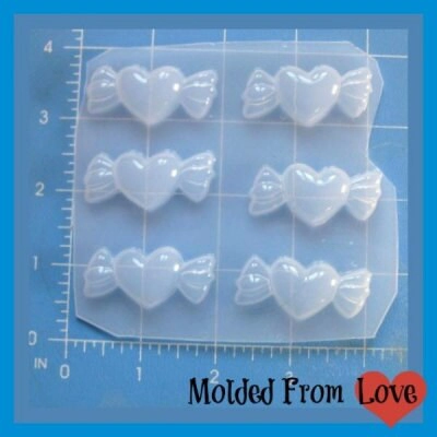 6 wrapped heart candies Plastic Handmade Resin Mold-