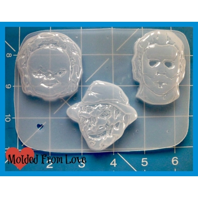 Horror Chucky, Freddy and Mike Meyers characters Handmade Flexible Plastic Resin Mold Horror Chucky, Freddy and Mike Meyers characters Handmade Flexible Plastic Resin Mold