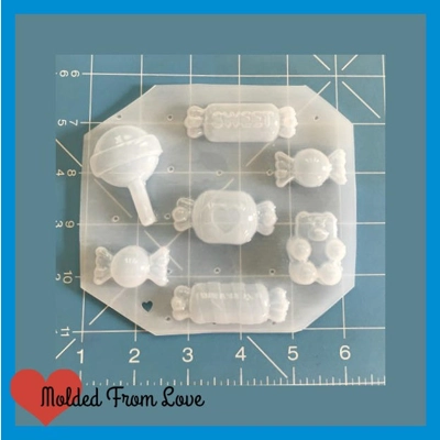 Sweet Little Chibi Candy Set 7 cavity Flexible Plastic Handmade Resin Mold-