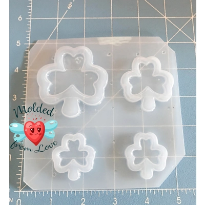 Set of 4 Open Shamrock Shapes with Backs Handmade Plastic Mold