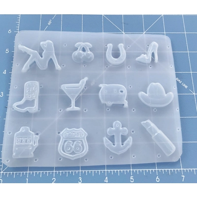 12 Retro small Charms Pallet Flexible Plastic Handmade Resin Mold-