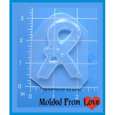 Awareness Ribbon with Animal Paw Handmade Plastic Resin Mold