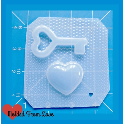 Heart Key and Layered Heart Handmade Plastic Resin Mold