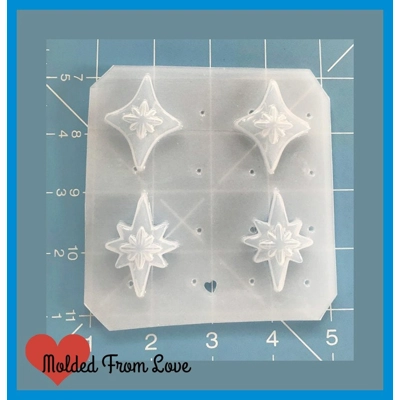 NEW! 4 Mid Century Double Atomic Star and Diamonds shapes handmade Plastic Mold NEW! 4 Mid Century Double Atomic Star and Diamonds shapes handmade Plastic Mold