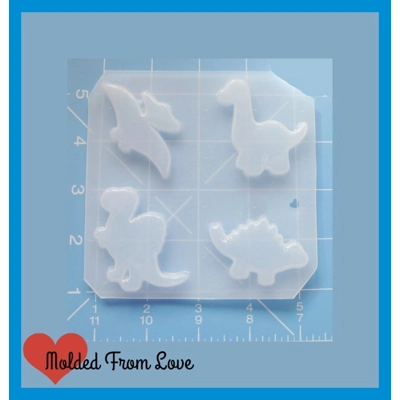 4 Kawaii Chibi Dinos Pallet Handmade Plastic Mold