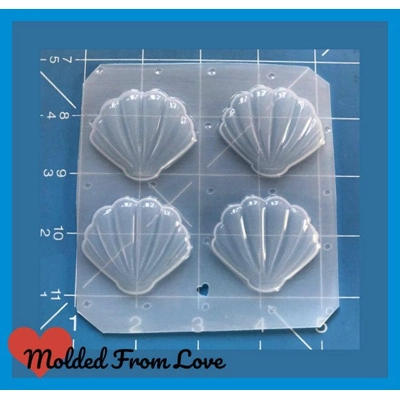 4 flat 1 1/2" Shell Shapes Handmade Flexible Plastic Resin Mold