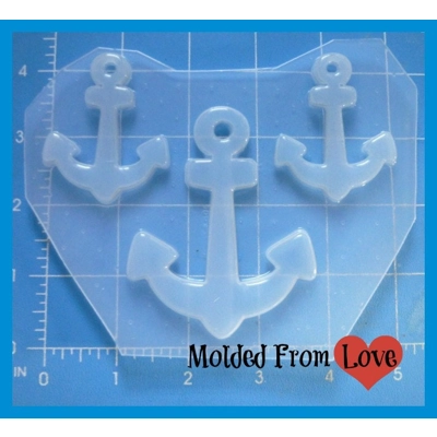Anchors Away Set of 3 Rockabilly Anchors Flexible Plastic Resin Mold Anchors Away Set of 3 Rockabilly Anchors Flexible Plastic Resin Mold