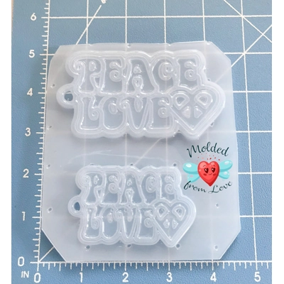 Set of 2 PEACE LOVE Keychains Handmade Plastic Mold