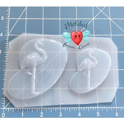 Set of 2 Large Puffy Flamingos on Brooch Backs Handmade Plastic Mold