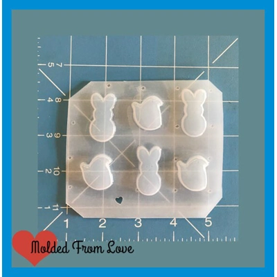 Small Easter Chicks and Bunnies shapes Flexible Plastic Handmade Resin Mold-