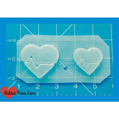 2 Heart Beat Hearts handmade Flexible Plastic Resin Mold