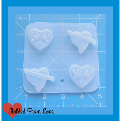 4 Small Friday The 13th Hearts Pallet Handmade Plastic Mold