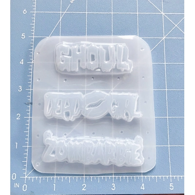 Set of 3 layered word pallets Zombabe, Dead Girl and Ghoul Handmade Plastic Mold