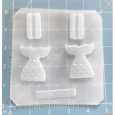 Detailed Mermaid Tail 2 Piece Straw Topper Handmade Plastic Resin Mold