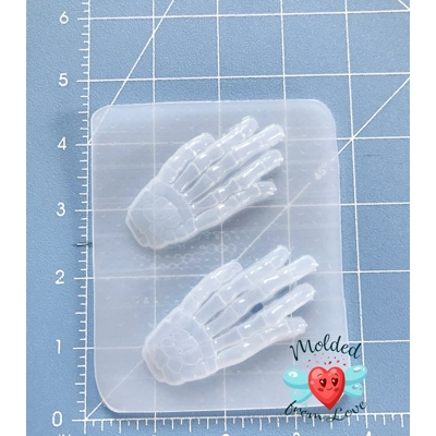 Set of 2 Skeleton Hands Handmade Plastic Resin Mold