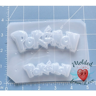 Set of 2 Poke Game Words Layered Flexible Plastic Handmade Resin Mold