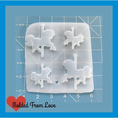 New! Set of 4 Lovely Carousel Horses Handmade Flexible Plastic Mold