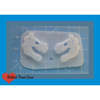 2 Dino Skulls Handmade Plastic Mold