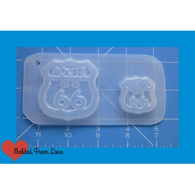 Set of 2 Retro Route 66 Signs Handmade Plastic Resin Mold