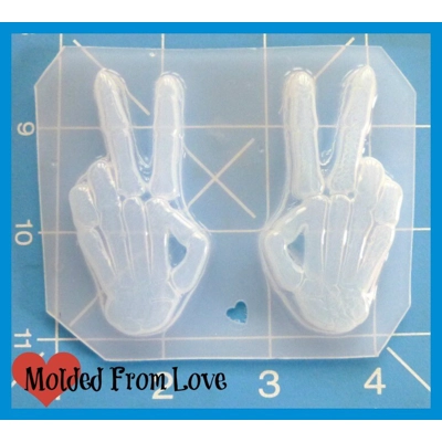 Peace Signs Skeleton Hands Plastic Handmade Resin Mold