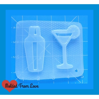 Plastic Resin Mold New Retro Martini Glass and Shaker 3" Handmade Plastic Mold Plastic Resin Mold New Retro Martini Glass and Shaker 3" Handmade Plastic Mold