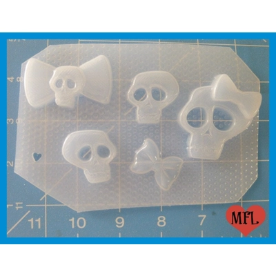 MFL Kawaii Skulls and Bows Pallet Handmade Plastic Mold