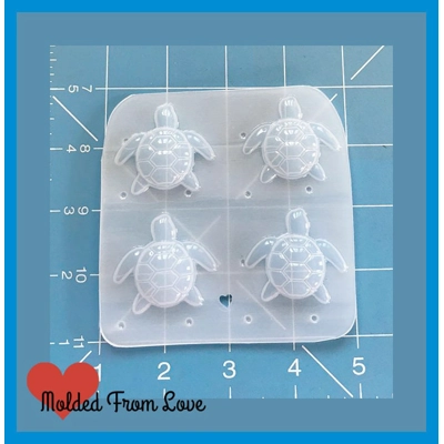 4 Kawaii Little Turtles Handmade Plastic Mold