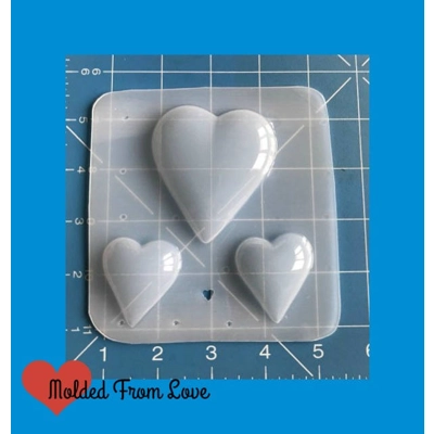 Large Puffy Pointy Heart and 2 smaller Pointy Hearts Flexible Plastic Handmade Resin Large Puffy Pointy Heart and 2 smaller Pointy Hearts Flexible Plastic Handmade Resin