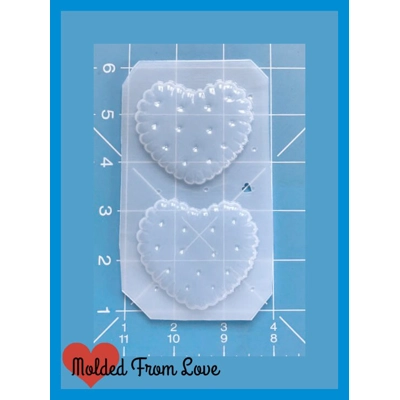 2 Kawaii Cracker/ Cookie Hearts Handmade Plastic Mold