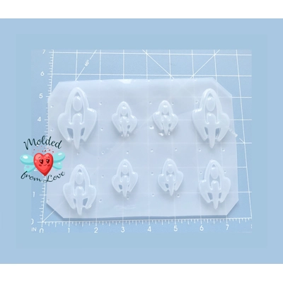 Set of 8 Atomic Era Rocket Ships in Different sizes Handmade Plastic Resin Mold Set of 8 Atomic Era Rocket Ships in Different sizes Handmade Plastic Resin Mold