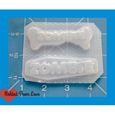 Bitten Zombie Word Bone and Coffin Plastic Resin Mold Bitten Zombie Word Bone and Coffin Plastic Resin Mold