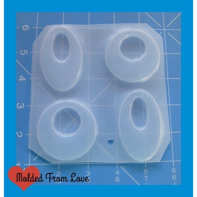2 Open Flat Oval Drops and 2 Open Flat Circle Drops Plastic Handmade Resin Mold 2 Open Flat Oval Drops and 2 Open Flat Circle Drops Plastic Handmade Resin Mold