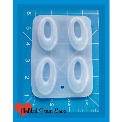 4 small Puffy Retro Open Oval Dangles  Plastic Handmade Resin Mold
