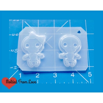 2 smaller size Kawaii Layered Skeleton Boy & Girl Handmade Plastic Resin Mold 2 smaller size Kawaii Layered Skeleton Boy & Girl Handmade Plastic Resin Mold