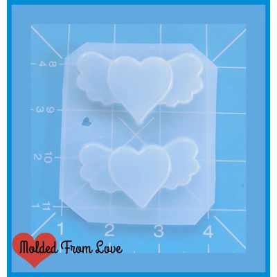 Kawaii Hearts with Chibi wings Handmade Plastic Mold Kawaii Hearts with Chibi wings Handmade Plastic Mold