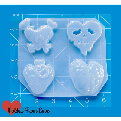 4 Gothic Hearts Version 2 Handmade Plastic Mold 4 Gothic Hearts Version 2 Handmade Plastic Mold