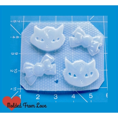 Retro Cook Kitty and Bows Handmade Plastic Mold Retro Cook Kitty and Bows Handmade Plastic Mold