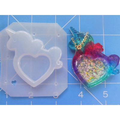 Open Heart Kawaii Unicorn Bezel Flexible Plastic Handmade Resin Mold