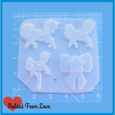 Oh So Kawaii Unicorn Pallet 3 uniconrs and star bow Flexible Plastic Handmade Resin Mold Oh So Kawaii Unicorn Pallet 3 uniconrs and star bow Flexible Plastic Handmade Resin Mold
