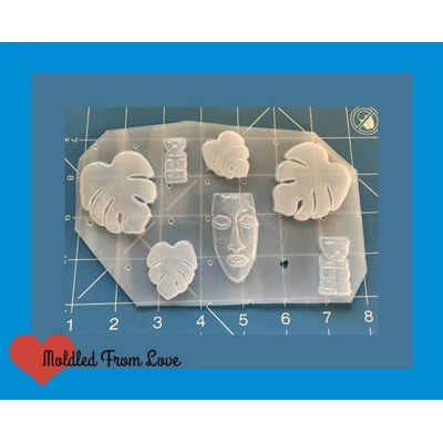 Monstera leaves and Tiki Mask pallet handmade Plastic Mold Monstera leaves and Tiki Mask pallet handmade Plastic Mold