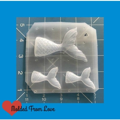 Mermaid Tail and two Small Tails Handmade Plastic Mold