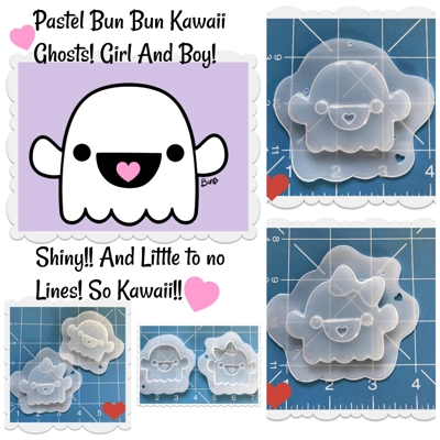 NEW! Pastel Bun Bun Kawaii Ghosts! Girl & Boy handmade Plastic Mold NEW! Pastel Bun Bun Kawaii Ghosts! Girl & Boy handmade Plastic Mold