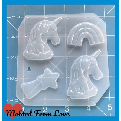 Unicorns, Rainbows and Stars Oh My! Handmade Plastic Mold