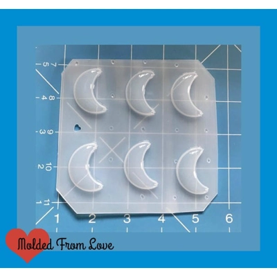 6 small Kawaii Crescent Moons Handmade Plastic Resin Mold 6 small Kawaii Crescent Moons Handmade Plastic Resin Mold