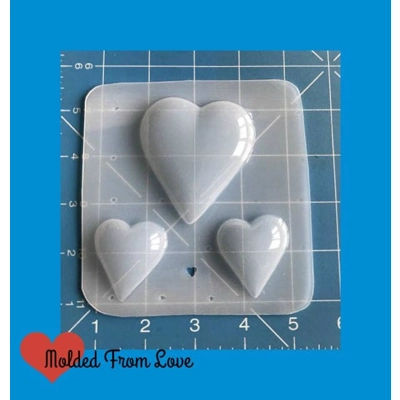 Large Puffy Pointy Heart and 2 smaller Pointy Hearts Flexible Plastic Handmade Resin Large Puffy Pointy Heart and 2 smaller Pointy Hearts Flexible Plastic Handmade Resin