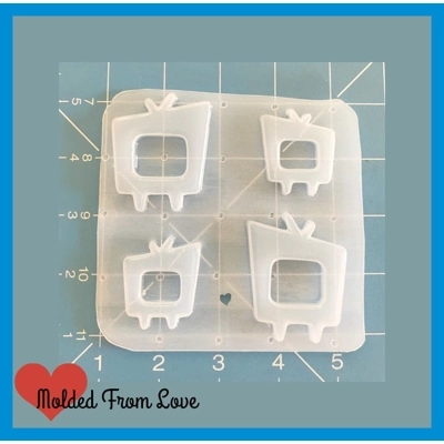 NEW! 4 Mid Century Style Asym Television shapes handmade Plastic Mold NEW! 4 Mid Century Style Asym Television shapes handmade Plastic Mold