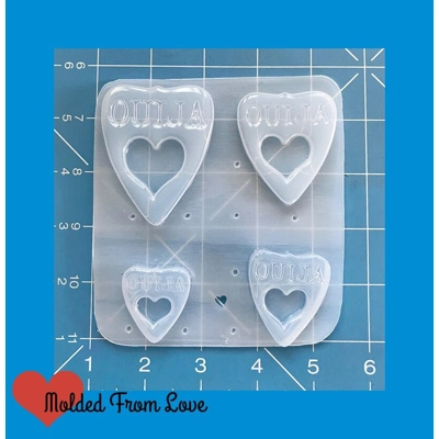 Ouija Board Planchettes with Heart Centers Handmade Plastic Mold Ouija Board Planchettes with Heart Centers Handmade Plastic Mold