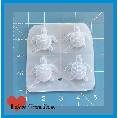 4 Kawaii Little Turtles Handmade Plastic Mold 4 Kawaii Little Turtles Handmade Plastic Mold